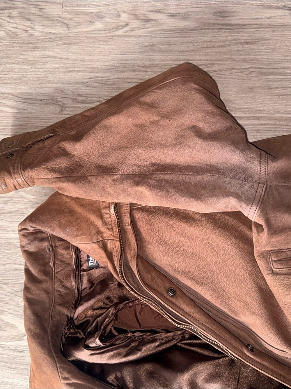 Wilson Men's Brown Leather Bomber Jacket with Snap Closure - Picture 8 of 11